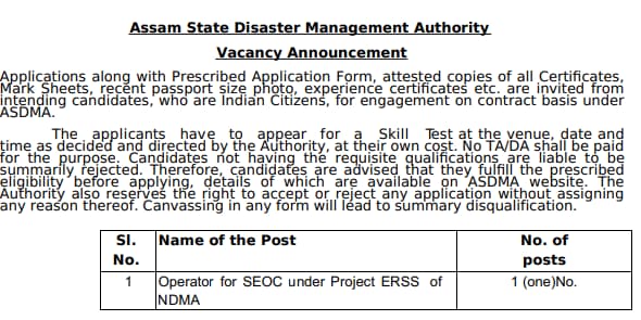 ASDMA Operator Recruitment 2024 Advt