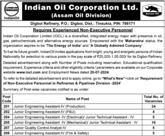 IOCL Digboi Recruitment 2024 Notification