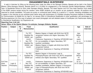 KGBV Barpeta Recruitment 2024 Notification for Walk in Interview